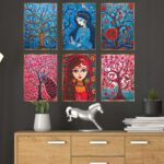 Set of Six Wall Paintings for Wall Dacoration Golden Framed Wall Paintings for Living Room & Bedroom Wall Art for Home Decoration & Office Wall Décor (13x10 inch CH-GD6-1)